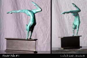 gymnaste en bronze sur poutre