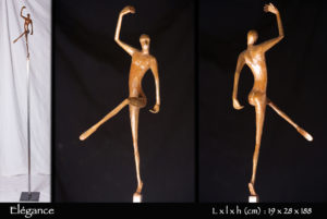 Personnage dansant sur une jambe en bronze