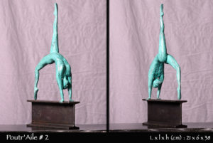 gymnaste en bronze sur poutre